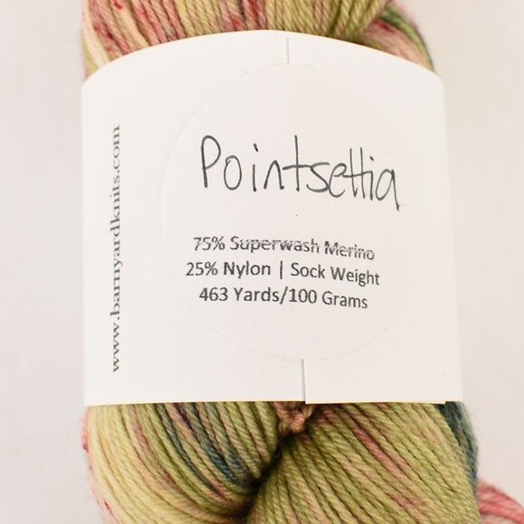 Barnyard Knits Hand Dyed Yarn Sock Weight SW Merino & Nylon 463 Yds Poinsettia - Picture 3 of 3